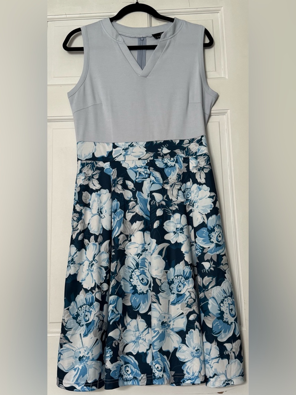 Yathon Floral Blue Fit and Flare Dress